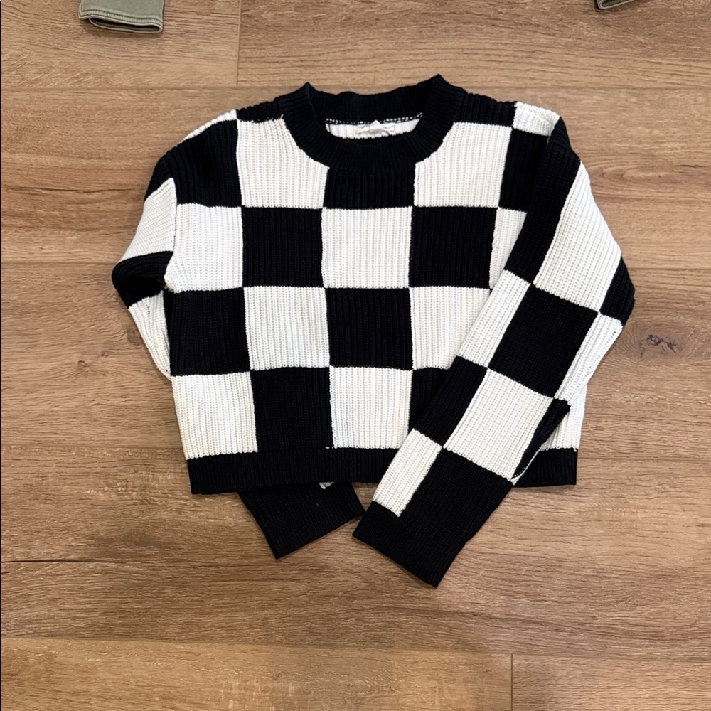 GREY LAB Black and White Checkered Sweater